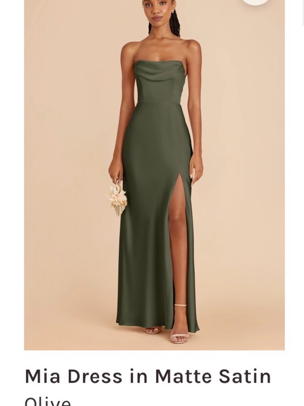 Birdy Grey Mia Strapless Matte Satin Dress in Olive